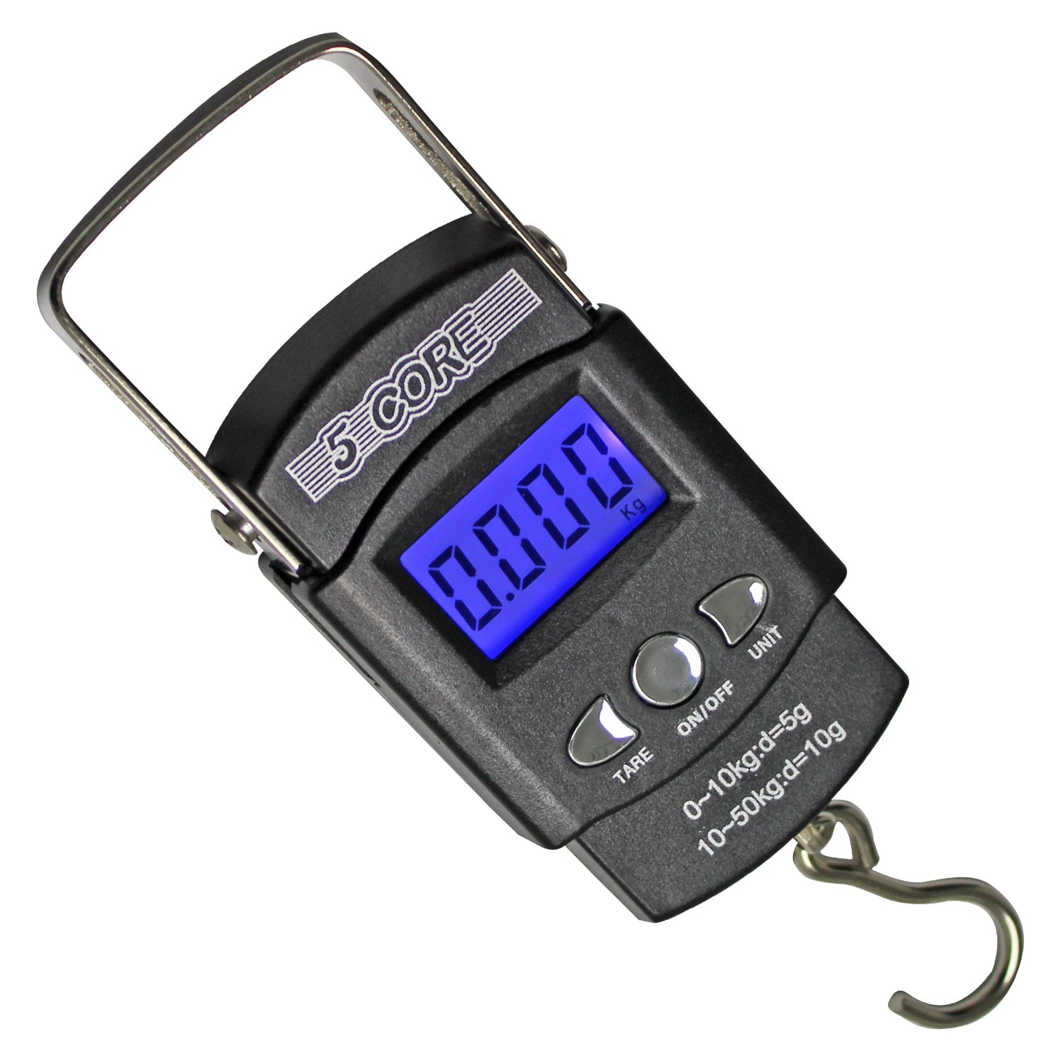5Core Digital Fishing Scale 110lb/50kg Hanging Luggage Weighing Scales w Measuring Tape-3